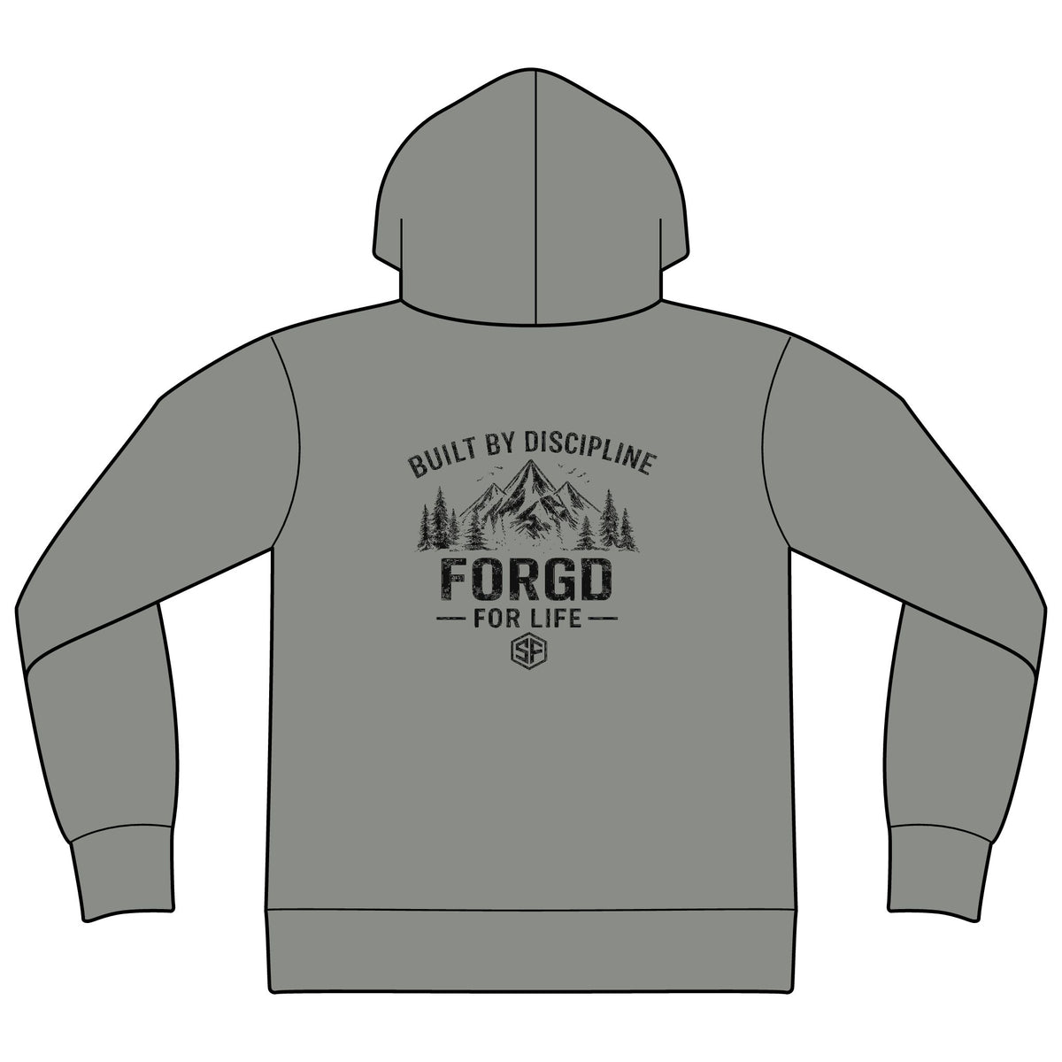 FORGD For Life Hoodie — "Built by Discipline" Mountain Graphic