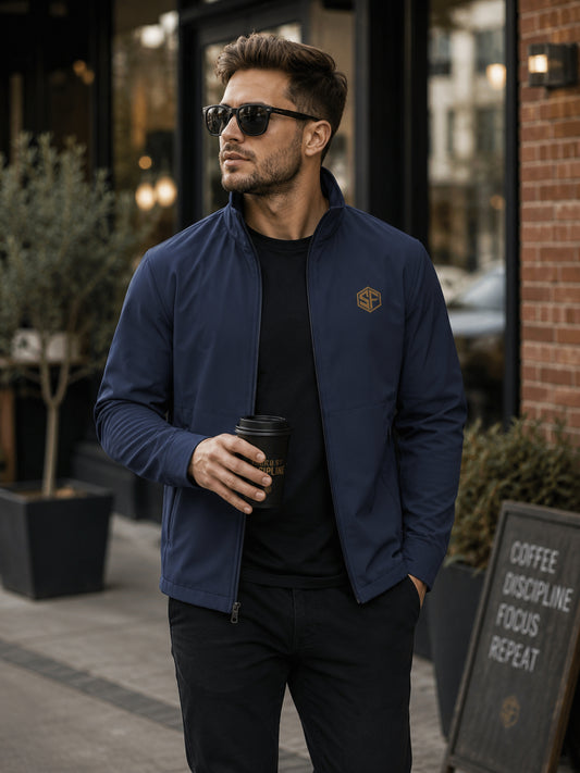 Men's Soft Shell Jacket — Subtle Gold Compass Logo
