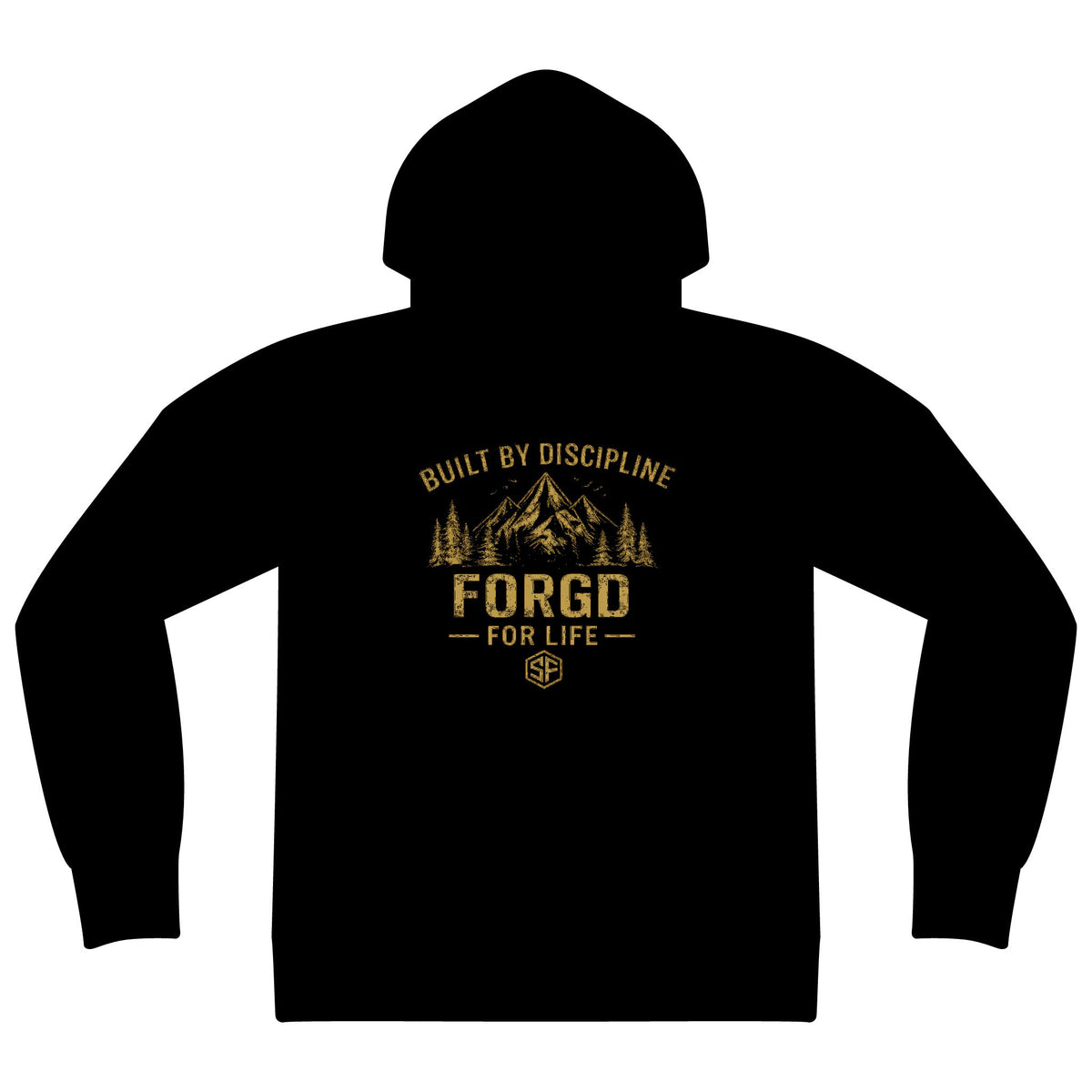 FORGD For Life Hoodie — "Built by Discipline" Mountain Graphic